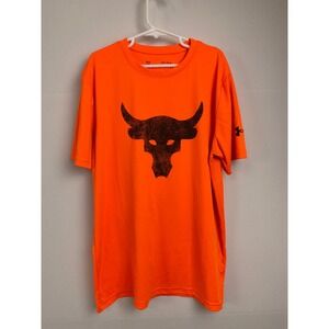 Under Armour Project Rock Youth Large YLG‎ Orange Bull Logo Graphic Tee